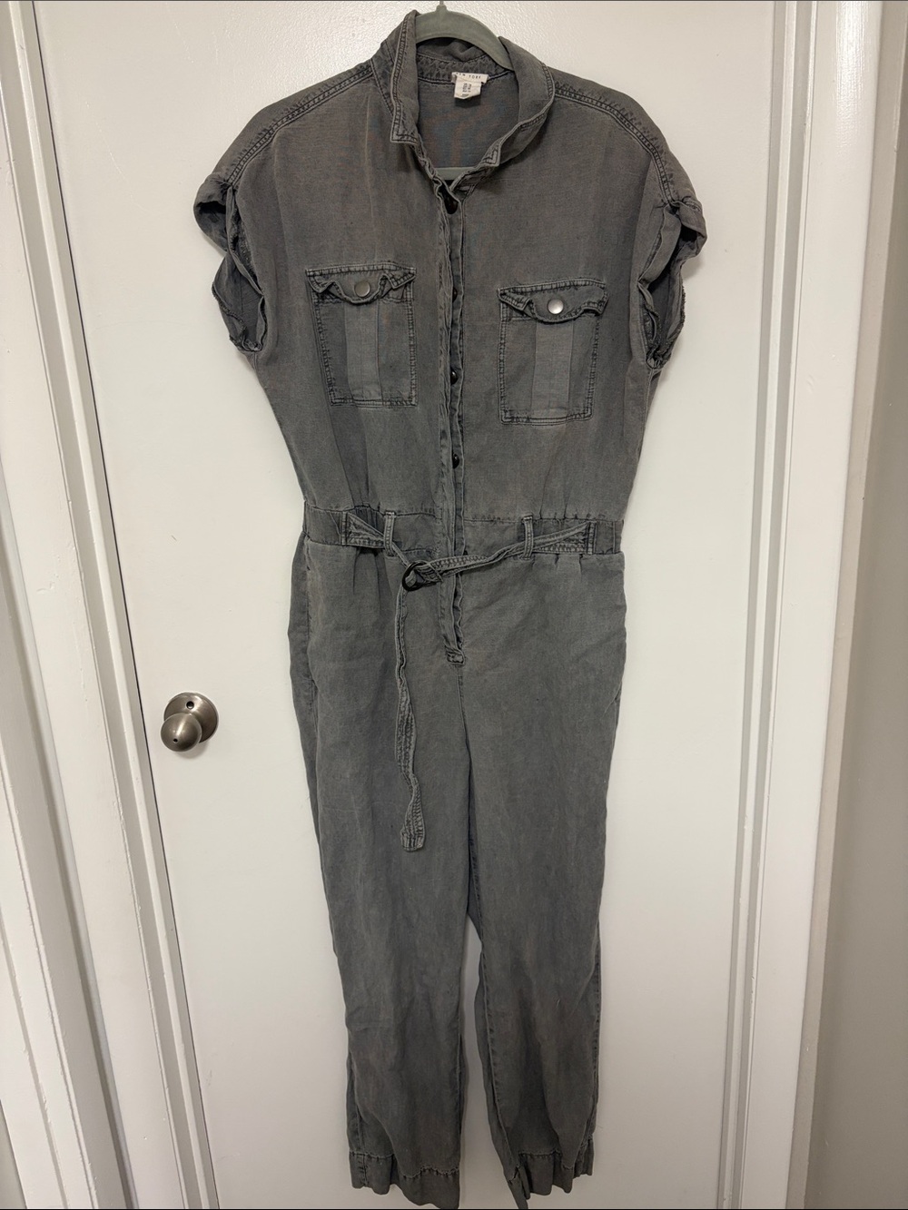 EUC - Nicole Miller New York size 14 washed charcoal grey jumpsuit. - Picture 3 of 7